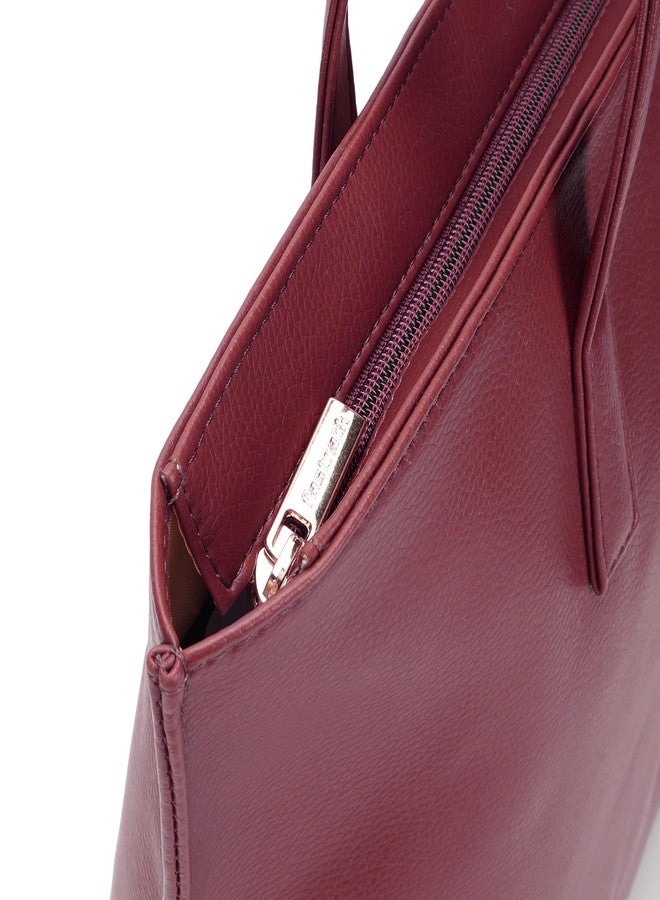 Fastrack Carrycore Tote | Cherry Red Faux-Leather Women's Bag | Spacious Tote Bag with Zipper Closure & Utility Pockets For Daily Carry | Eligible For 14" Laptop - Image 3